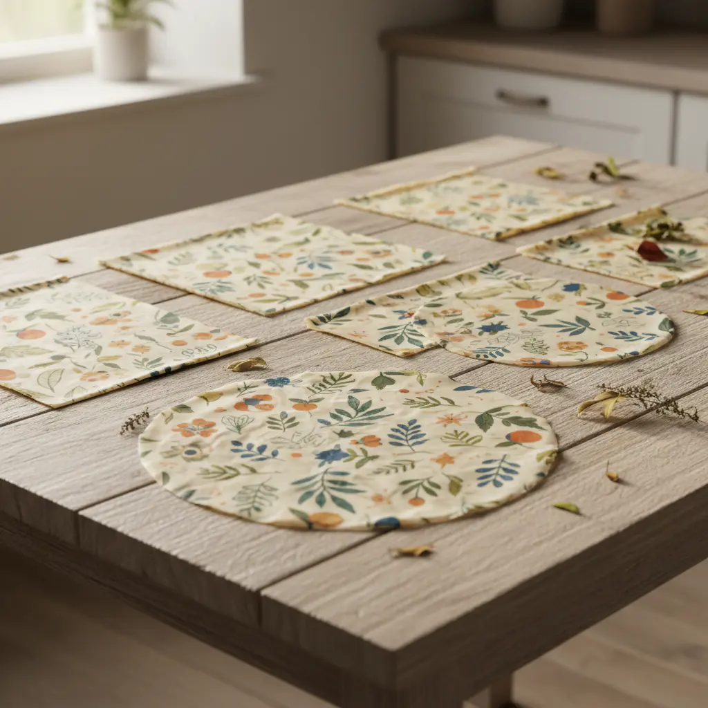 Colorful botanical beeswax wraps